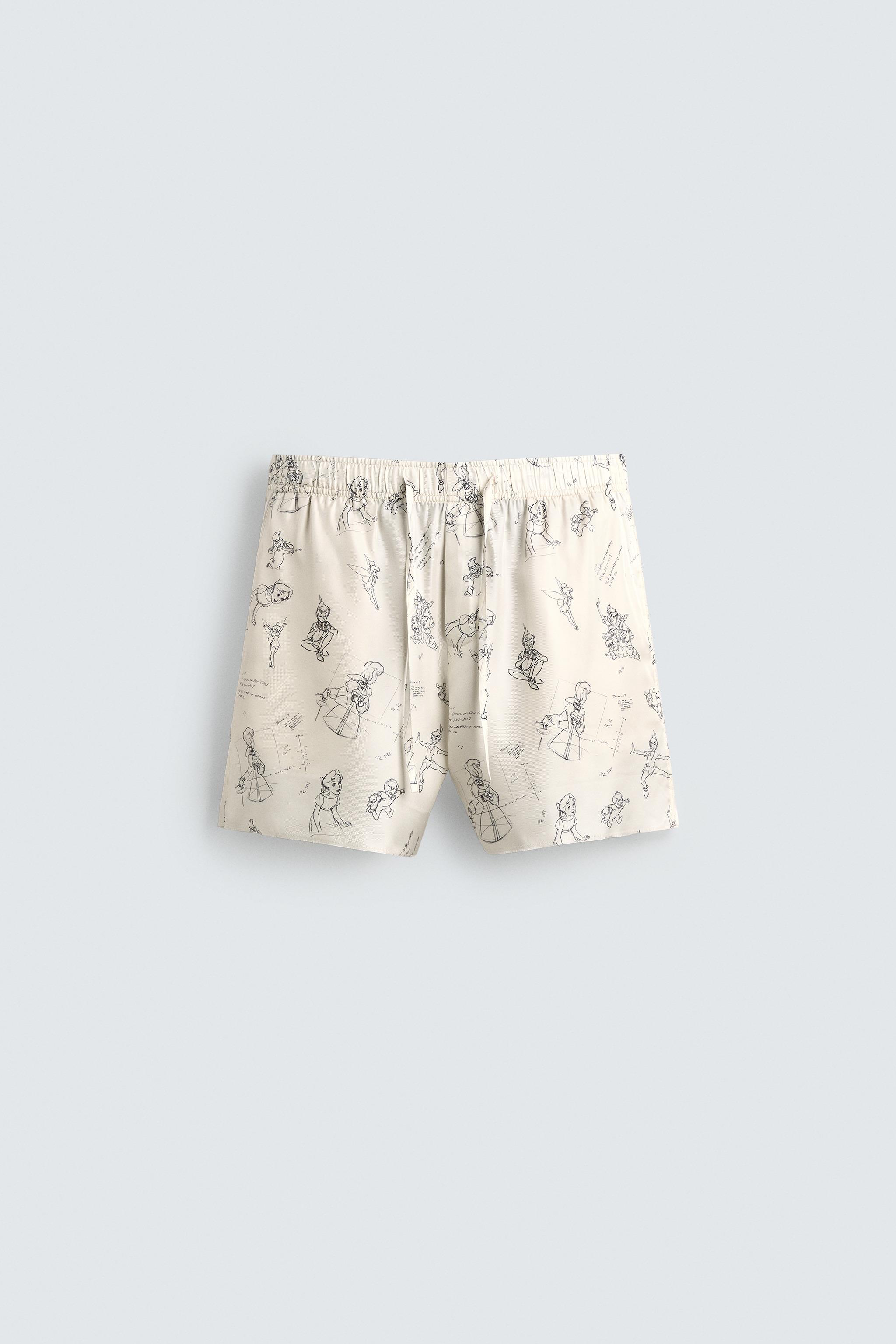 PETER PAN CHARACTERS SILK-VISCOSE SHORTS HARRY LAMBERT FOR ZARA